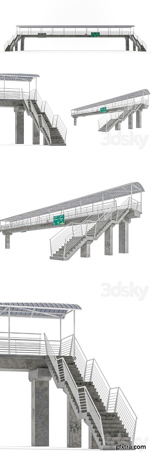 3dsky Pro - Lowpoly Pedestrian Bridge