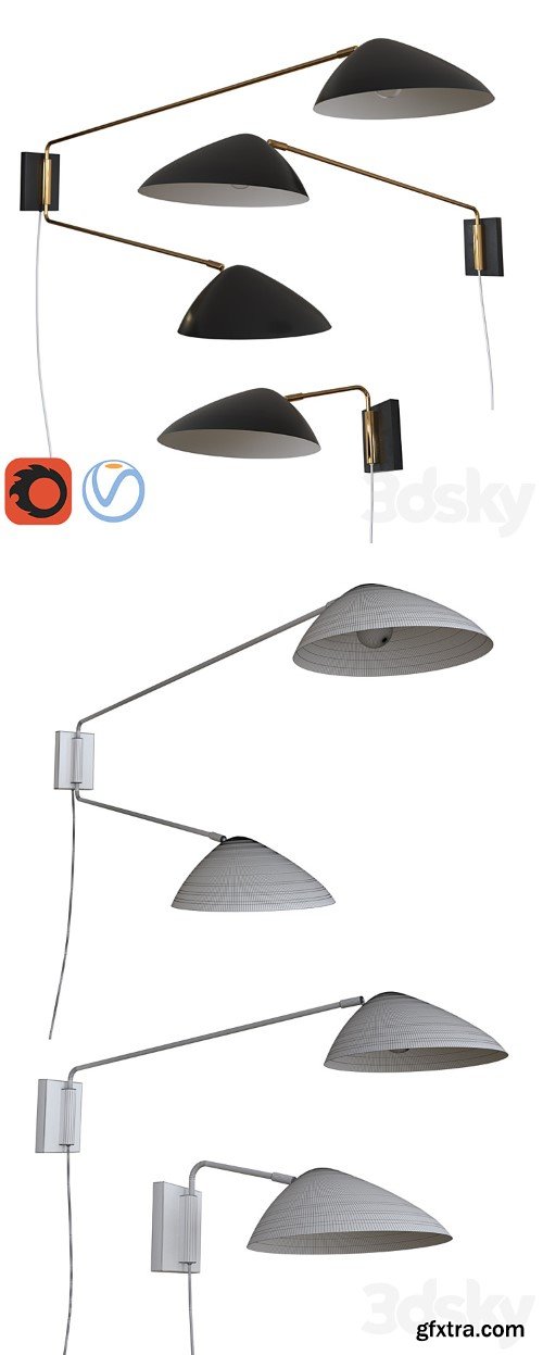 3dsky Pro - Curvilinear Mid-Century Sconce