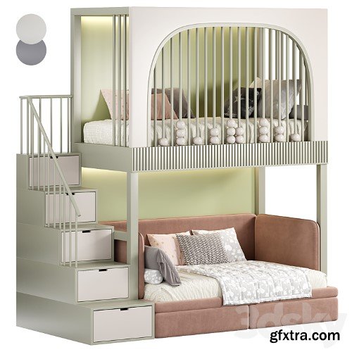 3dsky Pro - Designer two-level bed Kids room 09