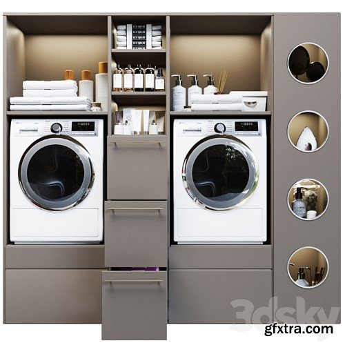 3dsky Pro - Laundry room in gray with household appliances and cosmetics 5