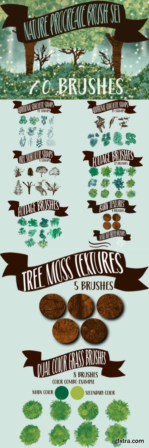 Nature Procreate Brush Set | 70 Brushes