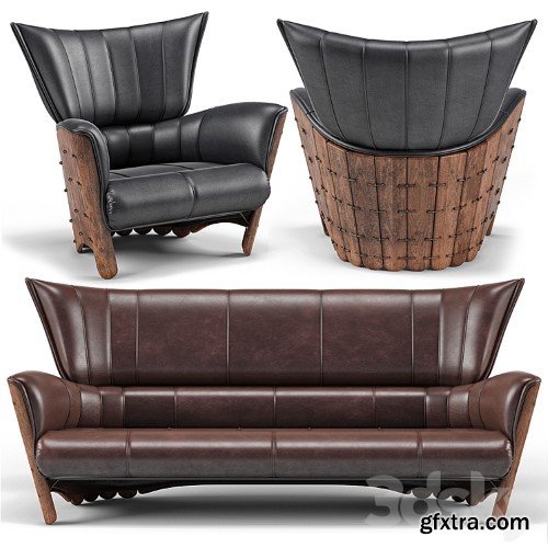 3dsky Pro - Moorea 3 Seater Sofa, Moorea Armchair