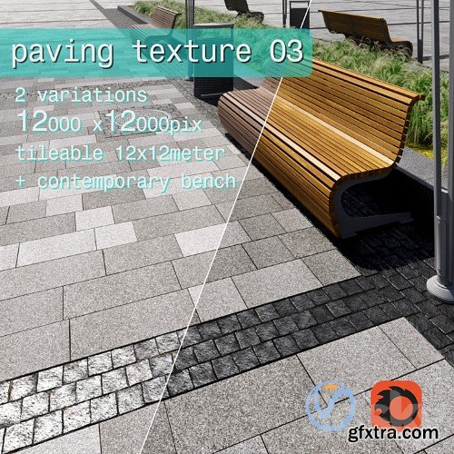 3dsky Pro - Paving granite plates HR / street furniture 03