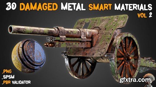 Artstation - 30 Damaged Metal Smart Materials + BPR Textures - Vol 2