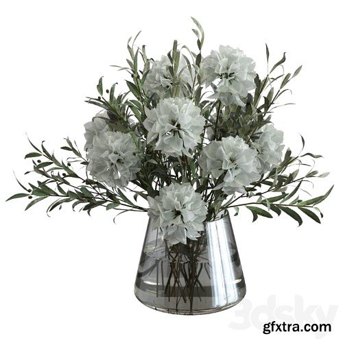 3dsky Pro - Olive bouquet with white flowers