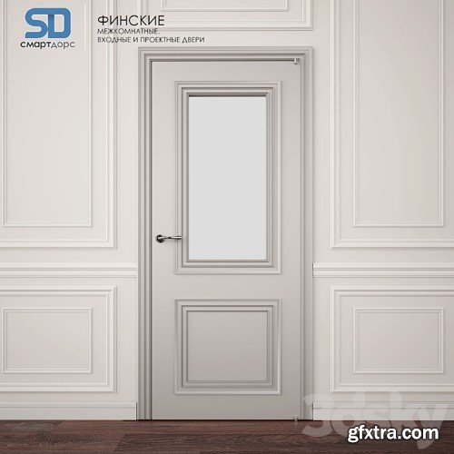 3dsky Pro - Finnish doors (with glass) with wall decor