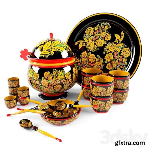 3dsky Pro - Khokhloma. Cookware set.