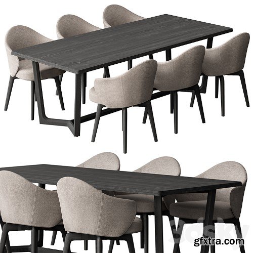 3dsky Pro - Dinning Table Black and Cream - Set 31