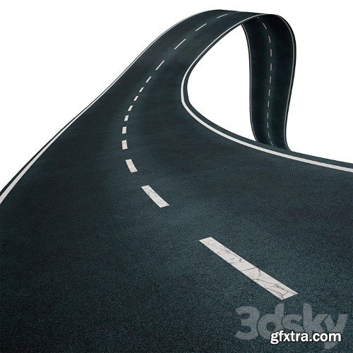 3dsky Pro - Editable winding asphalt two lane road with markings 05