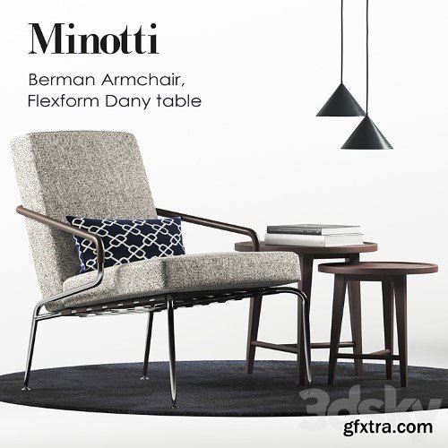 3dsky Pro - Minotti Berman armchair set