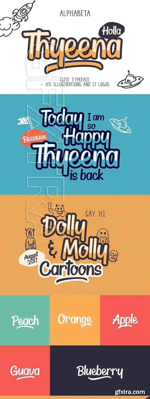 CreativeMarket - Thyeena Fonts &amp; Illustration - 1765807