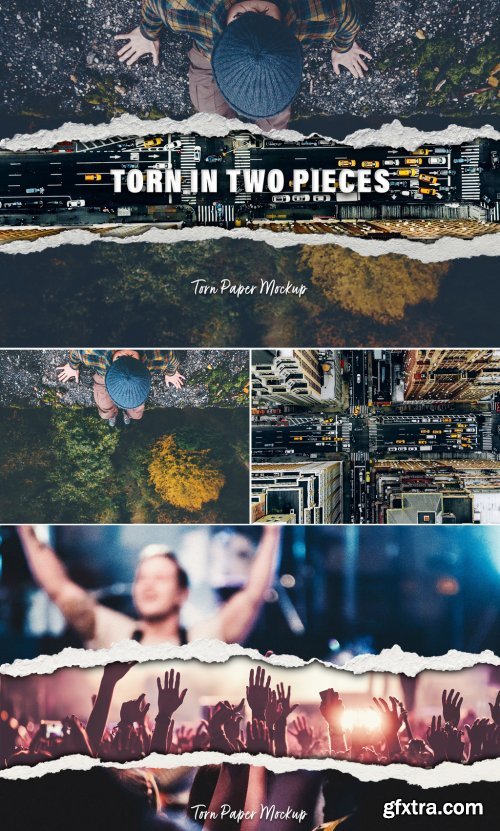 Torn Paper Photo Collage Mockup - 386734234