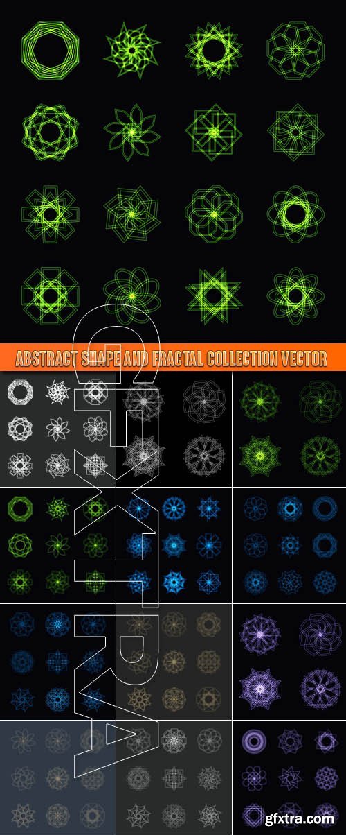 Abstract shape and fractal collection vector