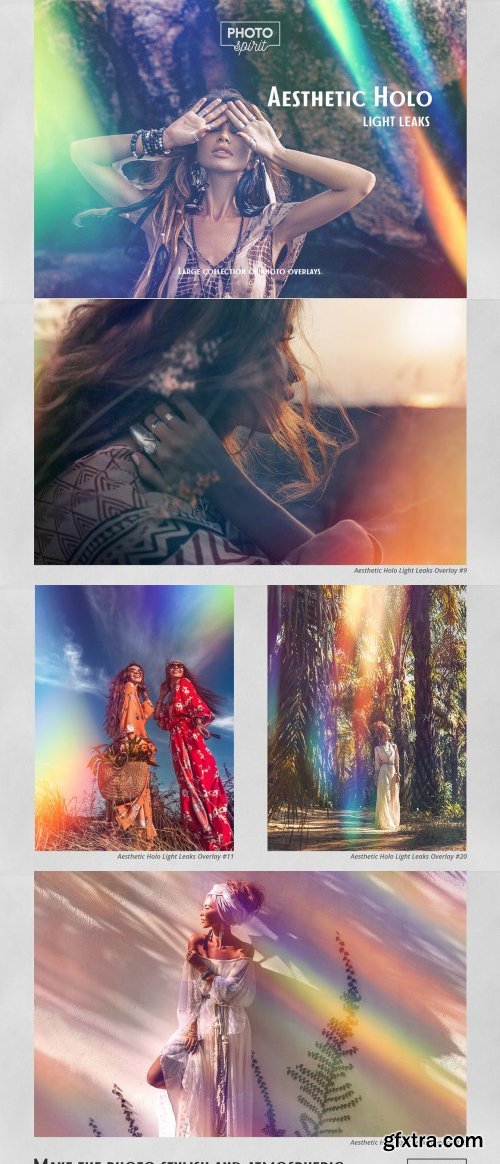 CreativeMarket - Aesthetic Holo Light Leaks Overlays - 6192718