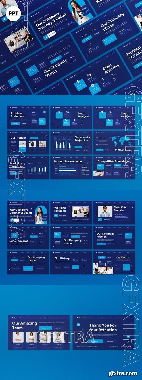 Blue Company Profile PPT 4W9G5S3