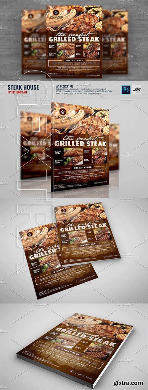 CreativeMarket - Steakhouse Restaurant Flyer - 1969774