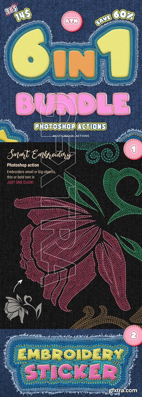 GraphicRiver - Stitch &amp; Embroidery Actions Bundle - 25972982