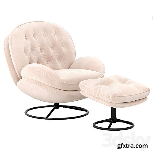 3dsky Pro - Velvet Swivel Accent Chair with Ottoman Set