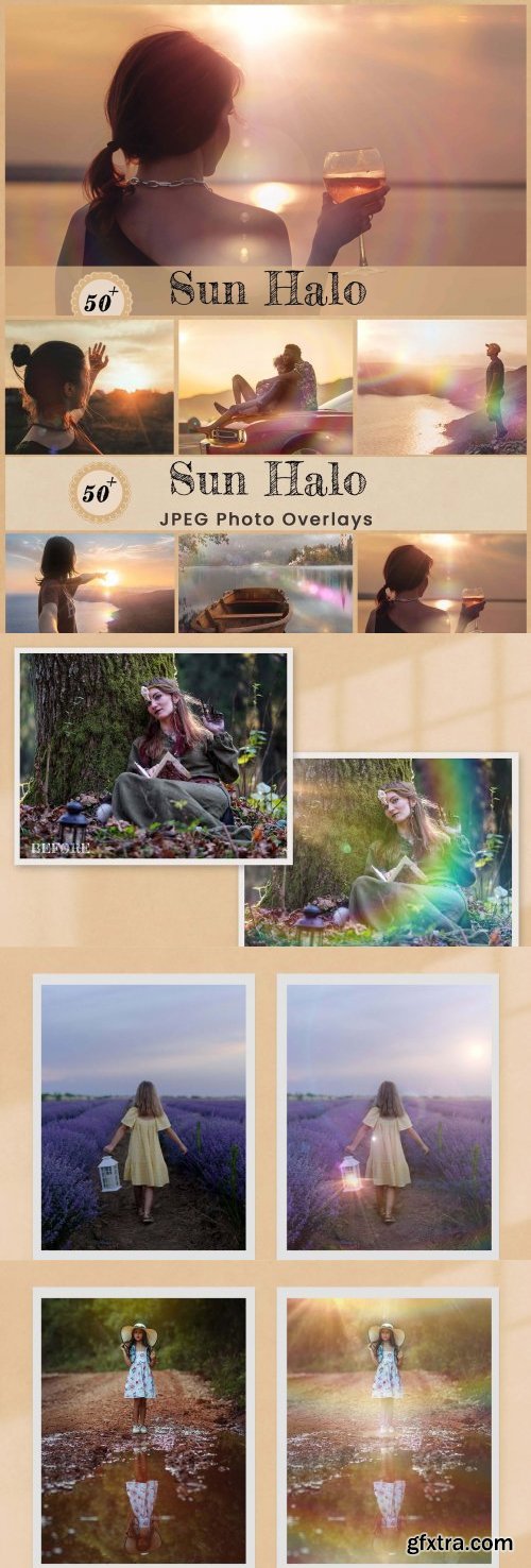 CreativeMarket - Sun Halo Photo Overlays Backdrops - 6456751