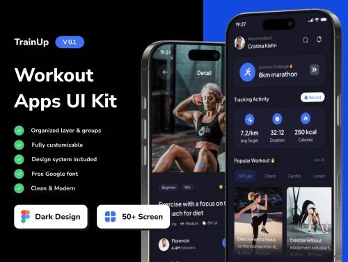 'TrainUp - Workout Mobile App UI Kits'