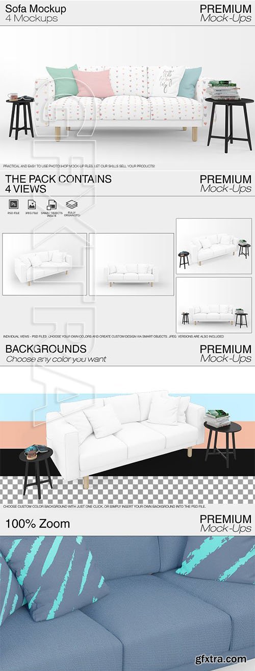 CreativeMarket - Sofa &amp; Pillows Mockup Pack - 2162699