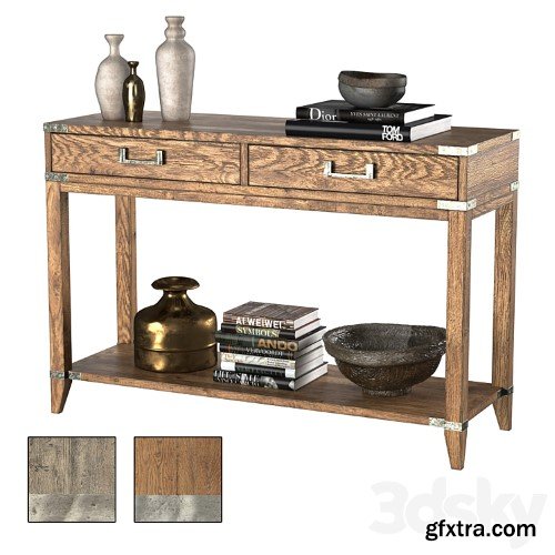 3dsky Pro - CAYDEN CAMPAIGN 2-DRAWER CONSOLE TABLE