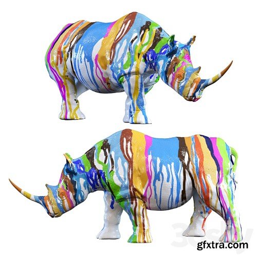 3dsky Pro - Deco Figurine Rhino Colore 26cm