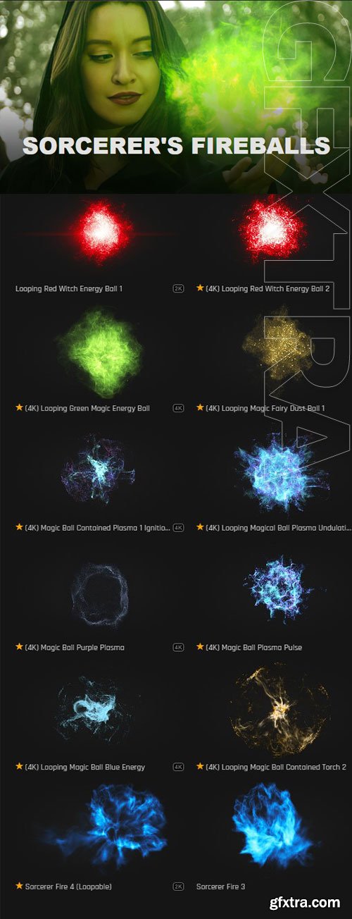 ProductionCrate - Magic Powers Sorcerer Fire - 54 4K VFX Items