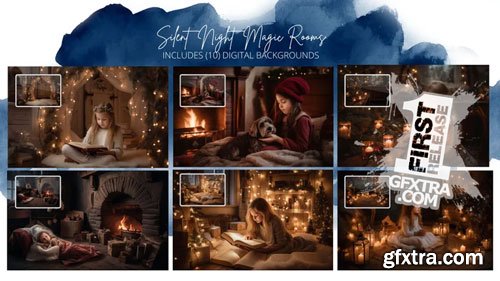 Finding North Education - Silent Night Magic Room Digital Backgrounds