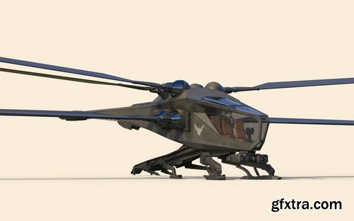 CGTrader - Ornithopter futuristic helicopter with two propellers 3D model