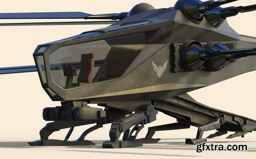 CGTrader - Ornithopter futuristic helicopter with two propellers 3D model