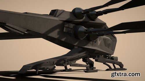 CGTrader - Ornithopter futuristic helicopter with two propellers 3D model