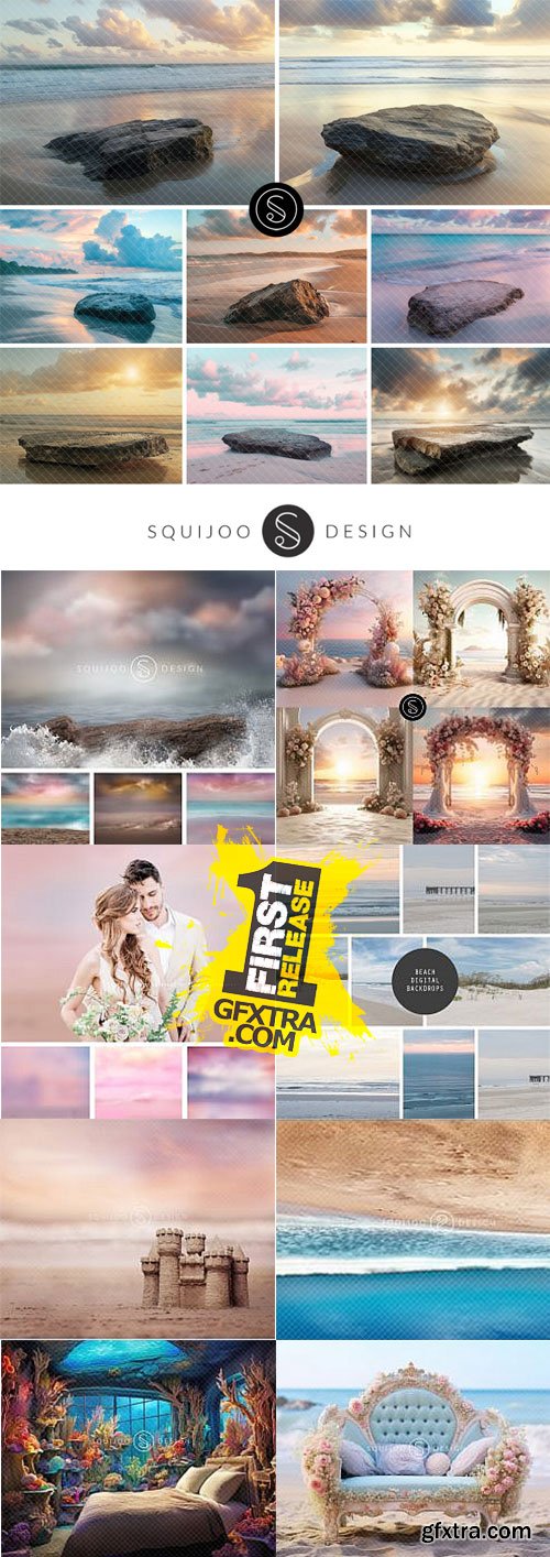 Squijoo - Digital Backdrops - Beach 40xPSDs