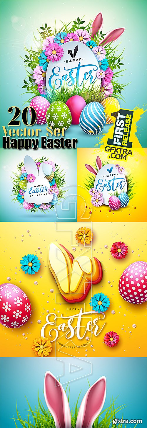 20 Happy Easter Vector Illustrations