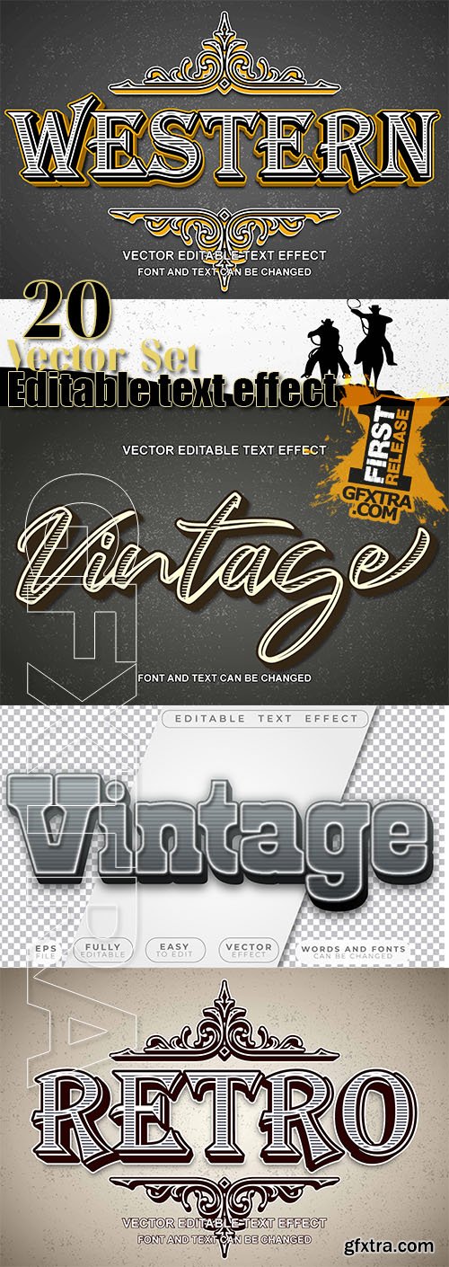 Retro vintage design style typography editable text effect template in vector Retro vintage design style typography editable text effect template in vector
