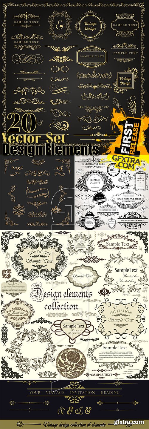 20 Vintage Design Elements in Vector 20 Vintage Design Elements in Vector