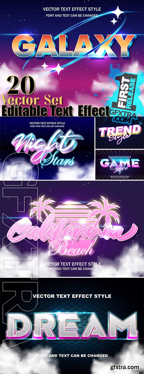 20 typograph editable text effect font style template background design
