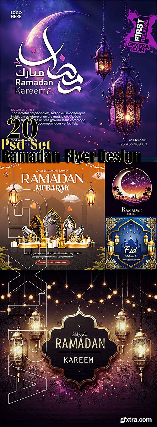 20 Ramadan Stylish Flyer Design Psd