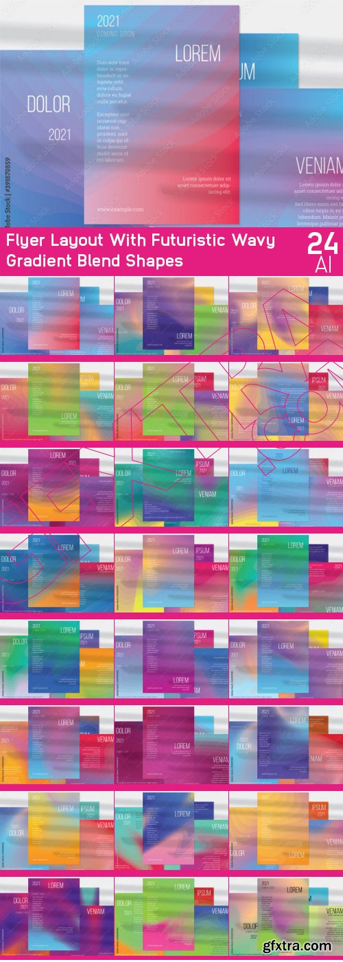 Flyer Layout With Futuristic Wavy Gradient Blend Shapes 24xAI