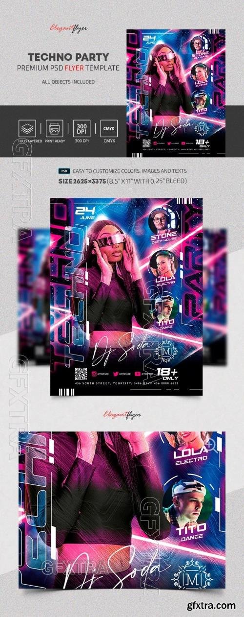 Techno Party Flyer - Premium Flyer template (PSD) Techno Party Flyer - Premium Flyer template (PSD)