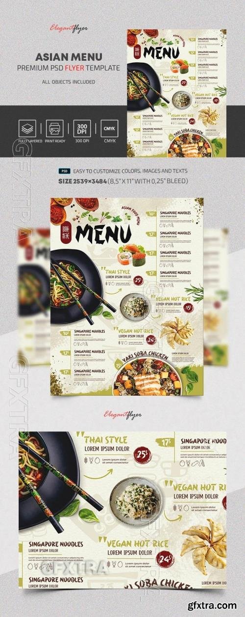Asian Menu Flyer - Premium Restaurant Menu template in PSD Asian Menu Flyer - Premium Restaurant Menu template in PSD