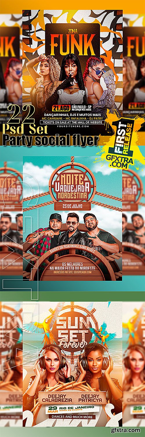 22 Psd party flyer social media banner template set