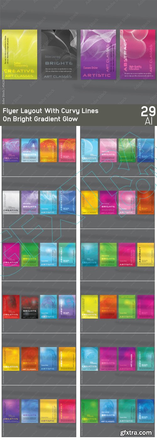 Flyer Layout With Curvy Lines On Bright Gradient Glow 29xAI