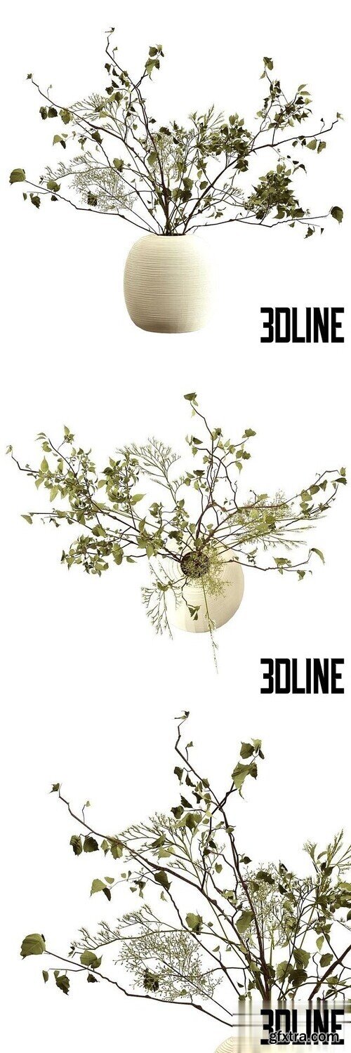 Bouquet of branches in a clay vase - 3Dsky Pro Bouquet of branches in a clay vase - 3Dsky Pro