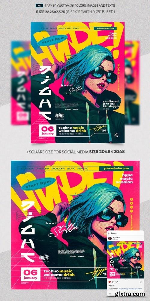 Hype Night - Premium Flyer template (PSD) Hype Night - Premium Flyer template (PSD)