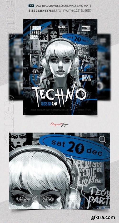Techno Session - Premium Flyer template (PSD) Techno Session - Premium Flyer template (PSD)