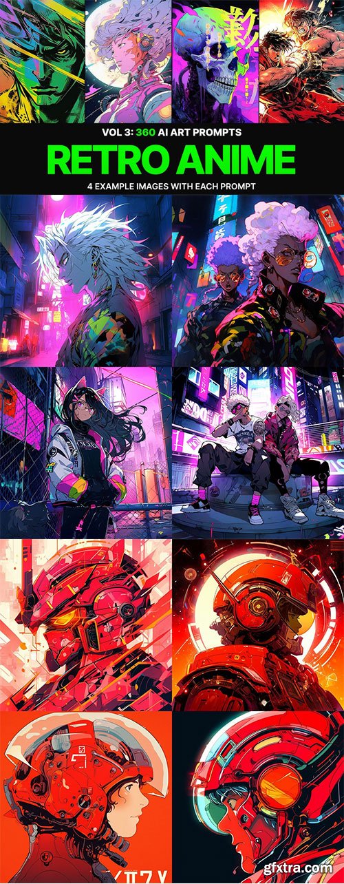 360 Midjourney Prompts for Retro Anime: Vol 3