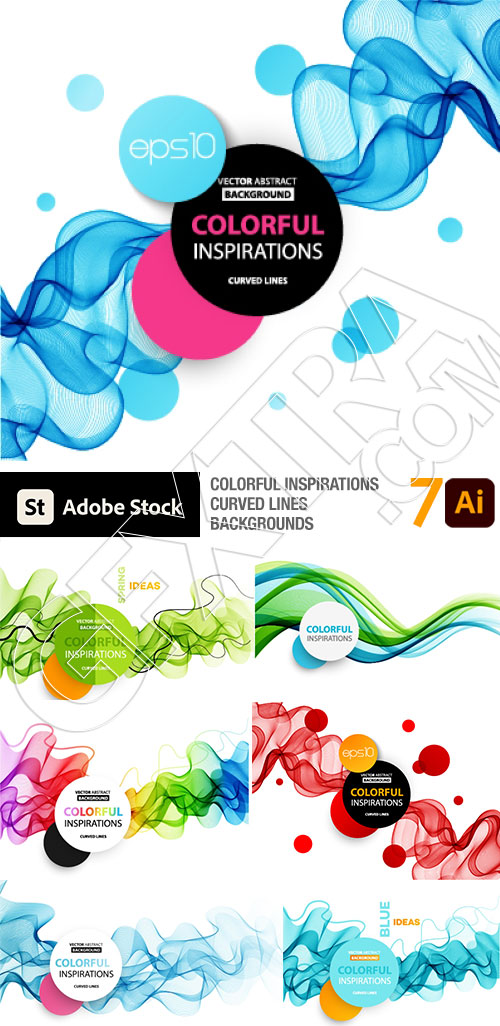 Colorful Inspirations, Curved Lines Backgrounds 7xAI Colorful Inspirations, Curved Lines Backgrounds 7xAI