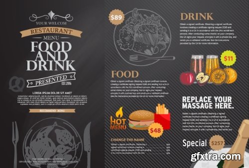 Fast Food, Cooking, Meal & Drink Menus #1, 25xEPS Fast Food, Cooking, Meal & Drink Menus #1, 25xEPS