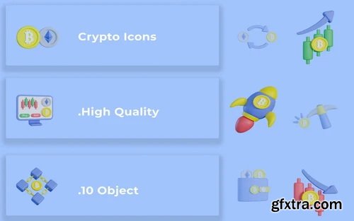 3D Crypto Icon Bundle Design Model